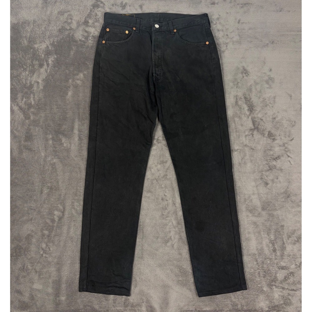 Vintage Levi's Jeans Mens 34 Black 501 Straight Leg Button Fly Denim Made Spain